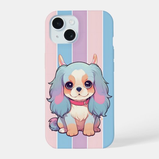 Cavalier King Charles Pastel Schattige Devil iPhone 15 Case (Achterkant)