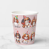 Cavalier King Charles Pastel Verjaardagspatroon Papieren Bekers (Achterkant)