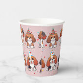Cavalier King Charles Pastel Verjaardagspatroon Papieren Bekers (Rechts)