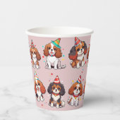 Cavalier King Charles Pastel Verjaardagspatroon Papieren Bekers (Voorkant)