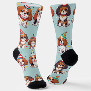 Cavalier King Charles Pastel Verjaardagspatroon Sokken