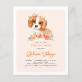Cavalier King Charles Peach Baby shower Uitnodigin (Voorkant)