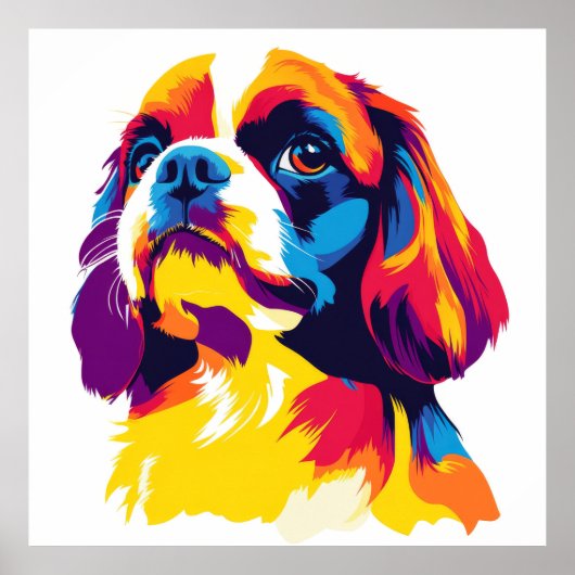 Cavalier King Charles Portret Aquarel Print (Voorkant)