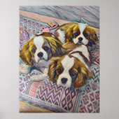Cavalier KIng Charles Puppies Custom Art Print (Voorkant)
