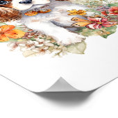 Cavalier King Charles Puppy Pet Waterverf Flower Poster (Hoek)