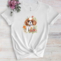 Cavalier King Charles Puppy Pet Waterverf Flower