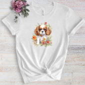 Cavalier King Charles Puppy Pet Waterverf Flower T-shirt