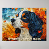 Cavalier King Charles Quilling Art Dog Portret Poster (Voorkant)