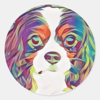 Cavalier King Charles Rainbow Art Sticker