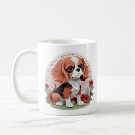 Cavalier King Charles rode bloemen papier snijden Koffiemok