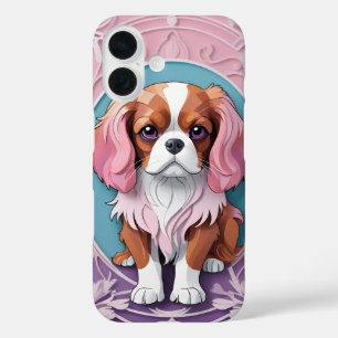 Cavalier King Charles Roze Paarse papier snijden iPhone 16 Hoesje
