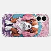Cavalier King Charles Roze Paarse papier snijden Case-Mate iPhone Case (Achterkant (horizontaal))