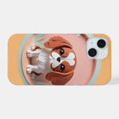 Cavalier King Charles Roze Pastel Papier Snijden iPhone 15 Case (Achterkant horizontaal)