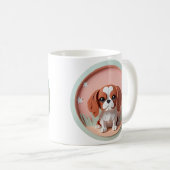 Cavalier King Charles Roze Pastel Papier Snijden Koffiemok (Voorkant rechts)