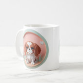 Cavalier King Charles Roze Pastel Papier Snijden Koffiemok (Voorkant links)