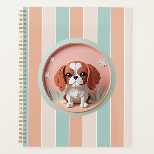 Cavalier King Charles Roze Pastel Papier Snijden Planner (Voorkant)