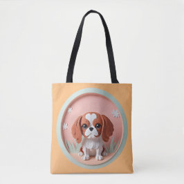 Cavalier King Charles Roze Pastel Papier Snijden Tote Bag
