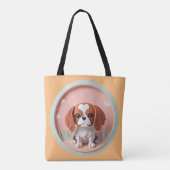 Cavalier King Charles Roze Pastel Papier Snijden Tote Bag (Achterkant)