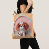Cavalier King Charles Roze Pastel Papier Snijden Tote Bag (Dichtbij)
