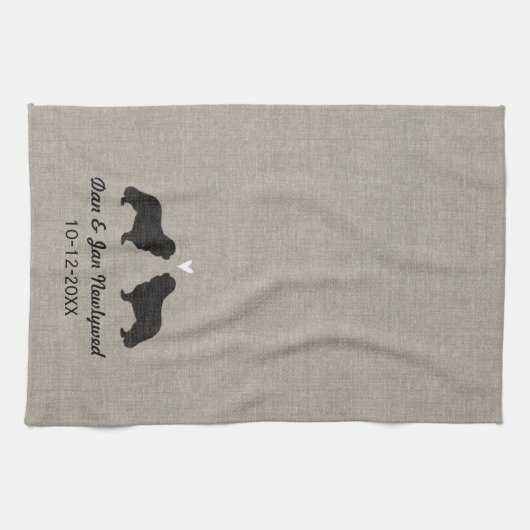 Cavalier King Charles Silhouettes met hart Theedoek (Horizontaal)