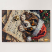 Cavalier King Charles slaapt op kerstliedjes Legpuzzel (Horizontaal)