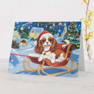 Cavalier King Charles slee rijdt door de sneeuw me Kaart