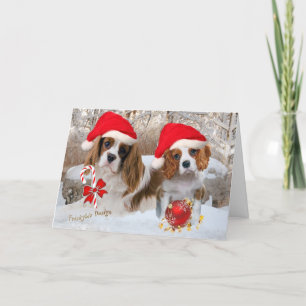 Cavalier King Charles Snow Scene Feestdagen Kaart