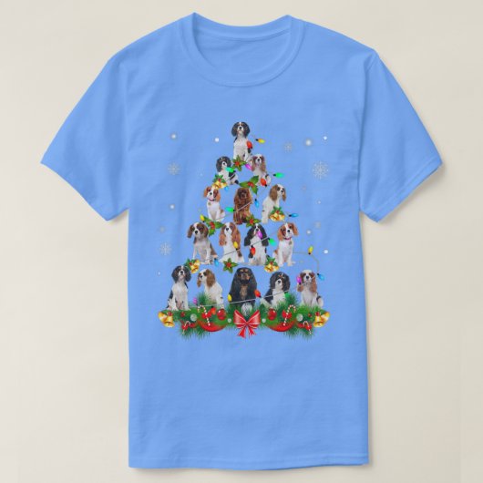Cavalier King Charles Spanie Christmas Tree Lights T-shirt (Design voorkant)