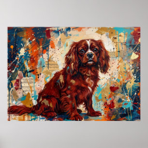 Cavalier King Charles Spaniel Abstracte Kunst Post Poster