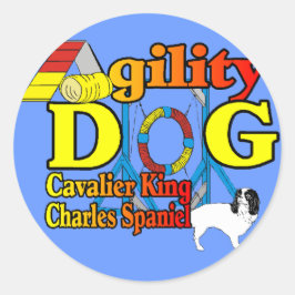 Cavalier_King_Charles_Spaniel_Agility Ronde Sticker