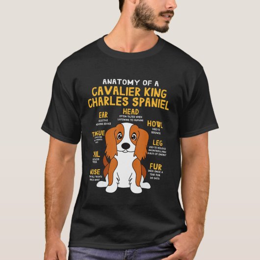 Cavalier King Charles Spaniel Anatomy Funny Dog Mo T-shirt (Voorkant)