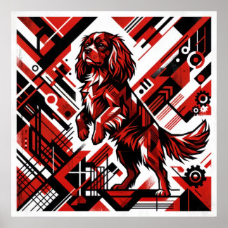 Cavalier King Charles Spaniel Art Deco Poster | Bo