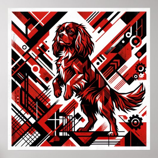 Cavalier King Charles Spaniel Art Deco Poster | Bo (Voorkant)