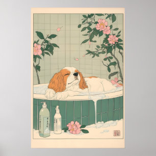 Cavalier King Charles Spaniel Badkamer Kunstprint Poster