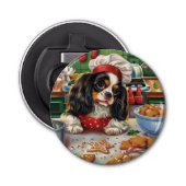 Cavalier King Charles Spaniel Bakken Kerstmis Button Flesopener (Voorkant)