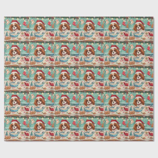 Cavalier King Charles Spaniel Bakken Kerstmis Cadeaupapier (Vlak)