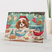 Cavalier King Charles Spaniel Bakken Kerstmis Kaart (Voorkant)