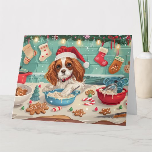 Cavalier King Charles Spaniel Bakken Kerstmis Kaart (Voorkant)
