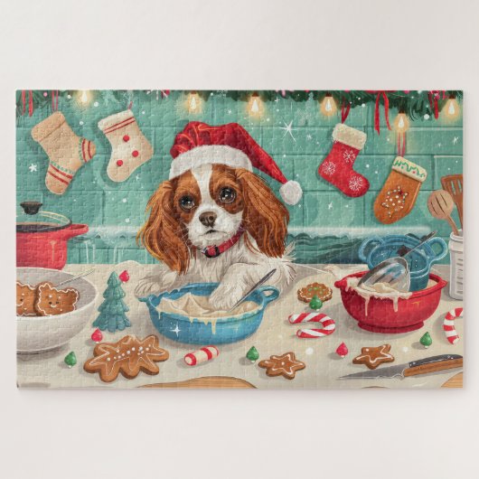 Cavalier King Charles Spaniel Bakken Kerstmis Legpuzzel (Horizontaal)