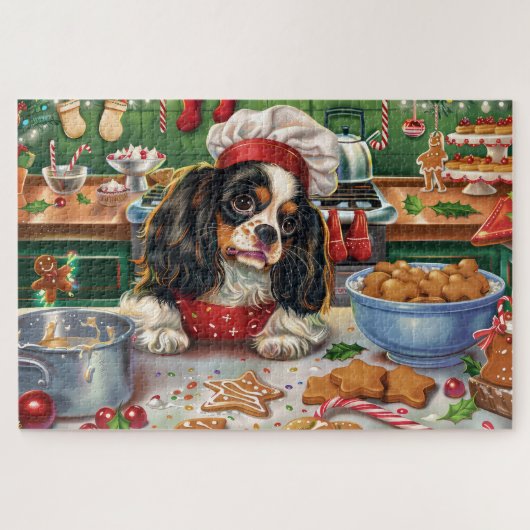 Cavalier King Charles Spaniel Bakken Kerstmis Legpuzzel (Horizontaal)