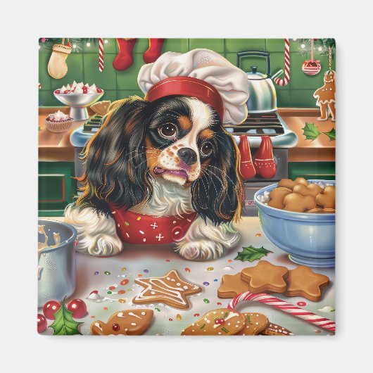 Cavalier King Charles Spaniel Bakken Kerstmis Magneet (Voorkant)