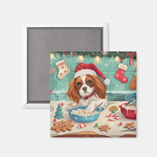 Cavalier King Charles Spaniel Bakken Kerstmis Magneet (Voorkant / Achterkant)