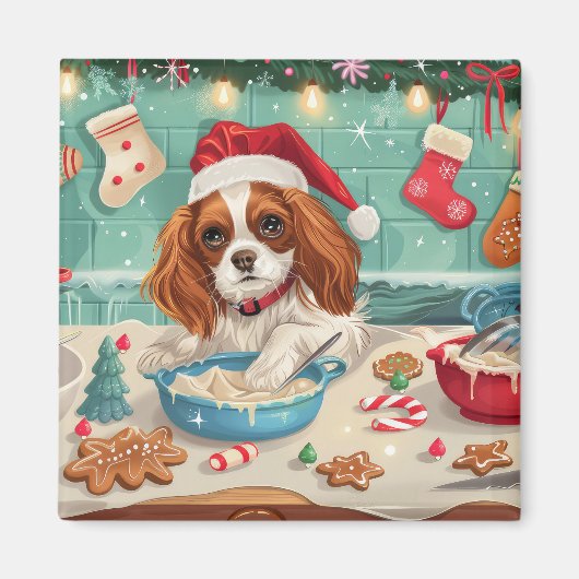 Cavalier King Charles Spaniel Bakken Kerstmis Magneet (Voorkant)