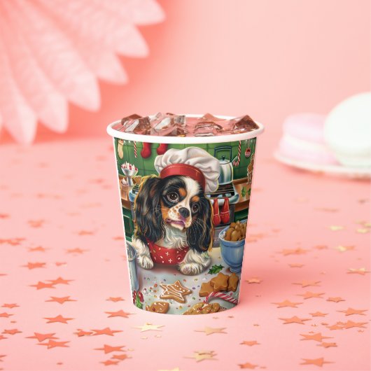 Cavalier King Charles Spaniel Bakken Kerstmis Papieren Bekers (Insitu)