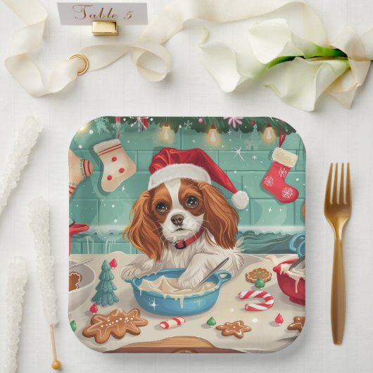 Cavalier King Charles Spaniel Bakken Kerstmis Papieren Bordje (Huwelijk)
