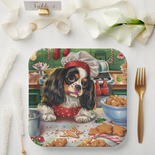Cavalier King Charles Spaniel Bakken Kerstmis Papieren Bordje (Huwelijk)