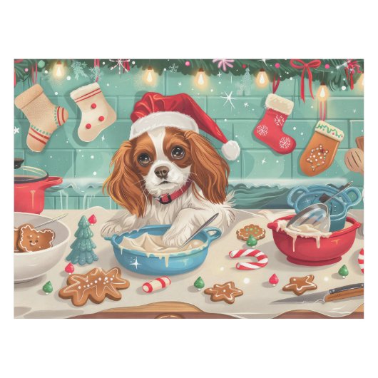 Cavalier King Charles Spaniel Bakken Kerstmis Tafelkleed (Voorkant (Horizontaal))