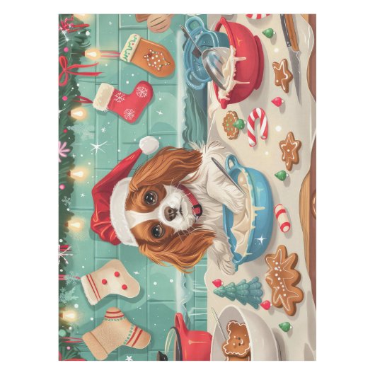 Cavalier King Charles Spaniel Bakken Kerstmis Tafelkleed (Voorkant)