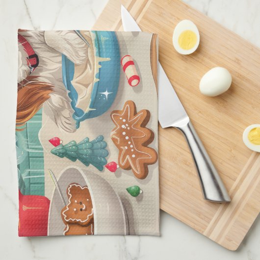 Cavalier King Charles Spaniel Bakken Kerstmis Theedoek (Quarter Fold)