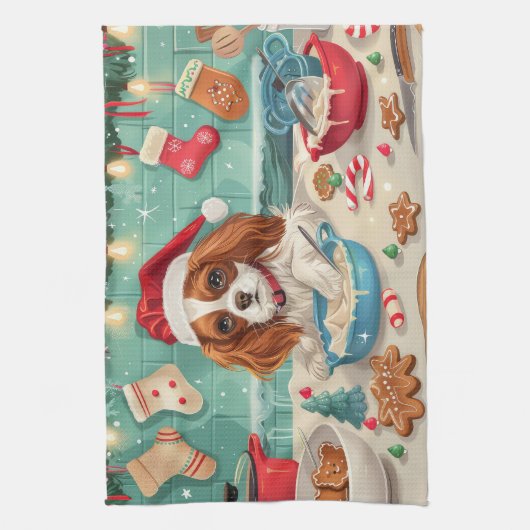 Cavalier King Charles Spaniel Bakken Kerstmis Theedoek (Verticaal)